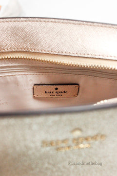 Kate Spade Glimmer Small Gold Glitter Fabric Satchel Bag